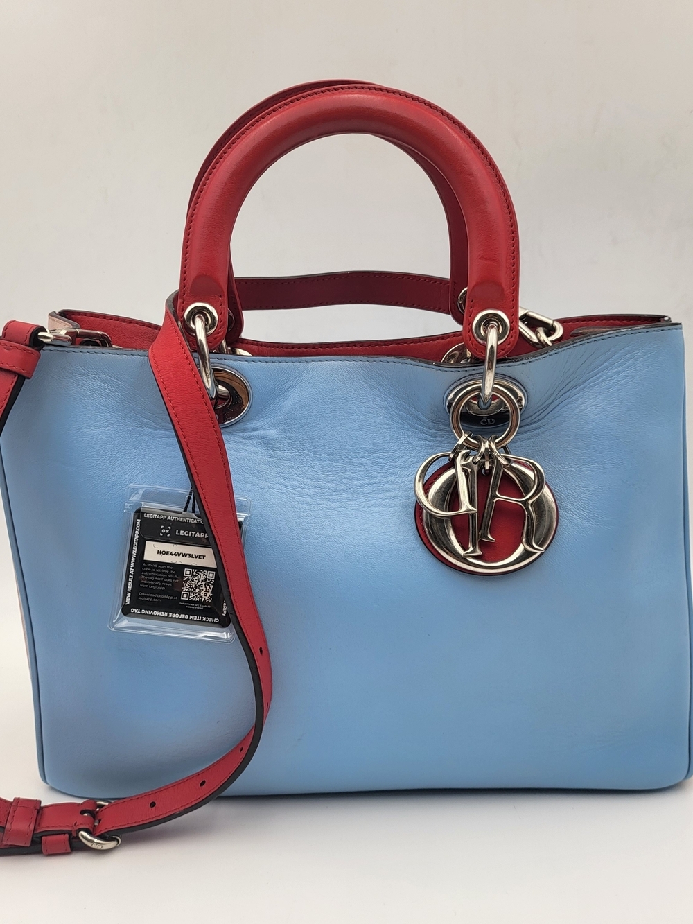 CHRISTIAN DIOR Calfskin Tri-Color Diorissimo 2 Way Bag, Authentic w/COA..